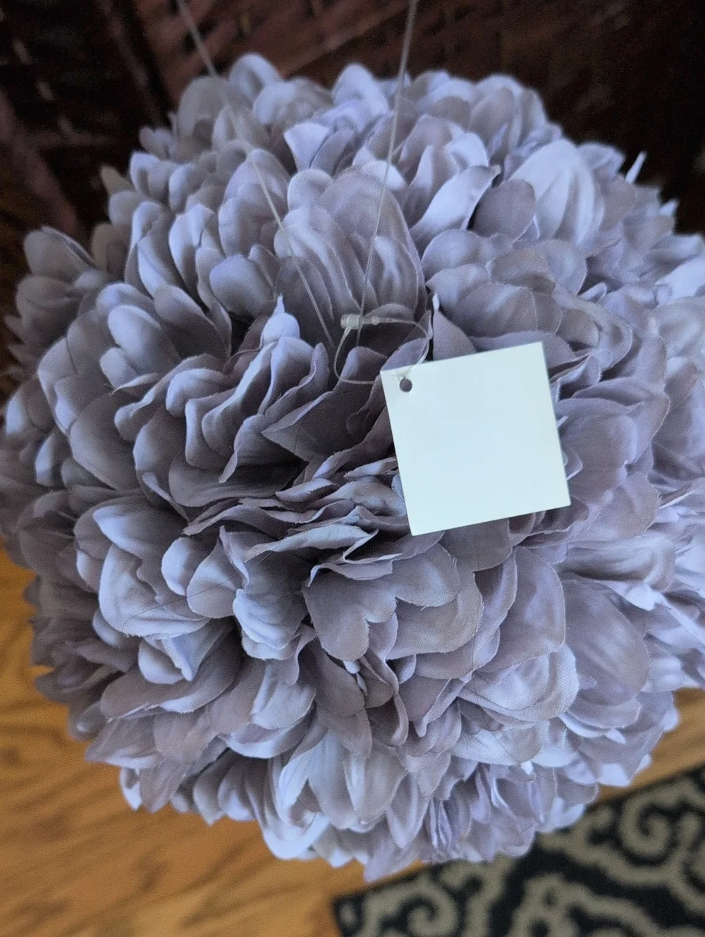 NWT Decorative Purple Gray Floral Pom Pom Hanging Accent
